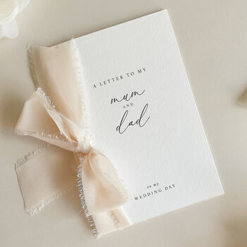 Luxury 'Letter To My Mum And Dad On My Wedding Day' Card, Elegant Calligraphy Design, 6 of 11