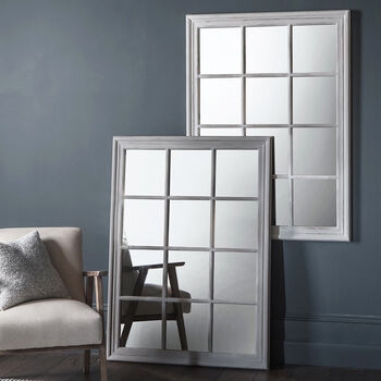 White Distressed Rectangular Window Wall Mirror, 2 of 3