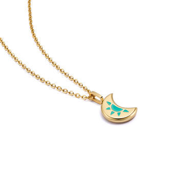 Turquoise Luna Mint Green Glowing Pendant Necklace With Uv Keyring Torch, 4 of 7