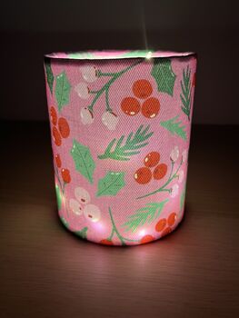 It's A 'Holly Jolly' Christmas Lantern In Pink, 3 of 4