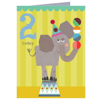 Mini Elephant 2nd Birthday Card, 2 of 2