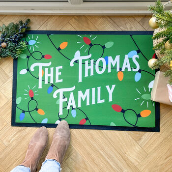 Personalised Christmas Lights Family Doormat, 3 of 5