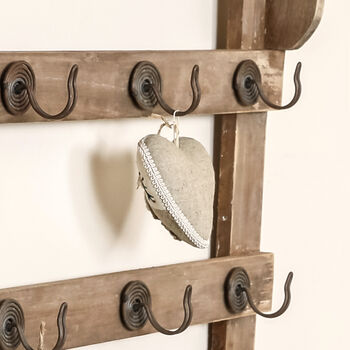 Farmhouse Wooden Wall Shelf With Hooks, 3 of 4