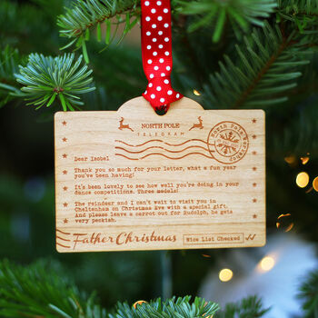 Personalised Telegram From Santa Christmas Tree Decoration, 3 of 7