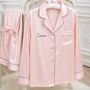 Personalised Women's Mothers Luxury Pink Silky Satin Pyjamas, thumbnail 1 of 12