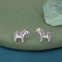 Cute Zebra Stud Earrings In Sterling Silver, thumbnail 7 of 11