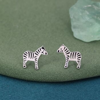 Cute Zebra Stud Earrings In Sterling Silver, 7 of 11