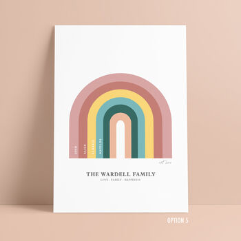 Personalised Family Tree Rainbow Print, 6 of 8