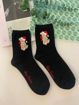 Three Pack Of Christmas Bear And Snowman Socks In Box, 4 of 5