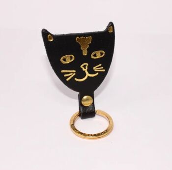 Jolly Cat Leather Keyring, 3 of 6
