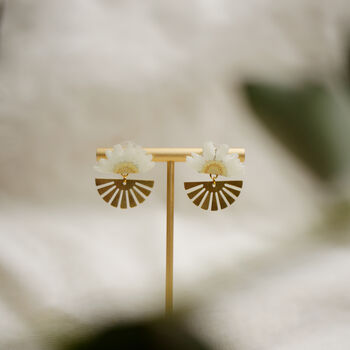Daisy Sunset Pressed Flower Sterling Silver Studs, 10 of 12