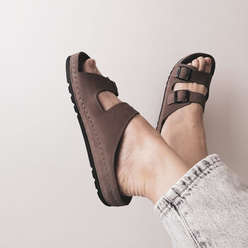 Leather Sandals With Memory Foam Insole, 2 of 11