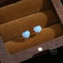 Sterling Silver Blue Opal Heart Screw Back Earrings, thumbnail 3 of 10