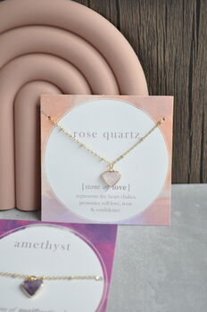 Rose Quartz And Amehtyst Natural Stone Necklace, 4 of 6
