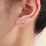 Sterling Silver Pink Cz Curved Bar Tiny Stud Earrings, thumbnail 6 of 12