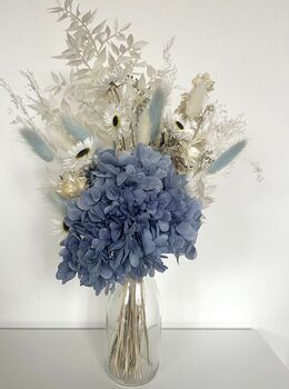 Blue Hydrangea Dried Flower Posy With Jar, 3 of 5