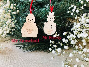 Personalised Snowman Christmas Tree Decoration, 2 of 2