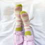 100% Cashmere Bold Pink Stripe Socks, thumbnail 2 of 8