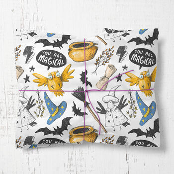 Magic Witch And Wizard Wrapping Paper Roll Or Folded, 2 of 3