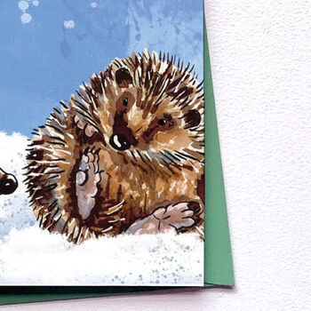 Christmas Hedge Hugs Hedgehog Animal Pun Card, 3 of 4