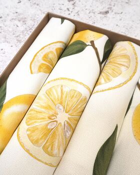 Lemon Napkin Set | Gift Set Of Four, 3 of 5