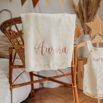Personalised Knitted Classic Baby Blanket, 4 of 4
