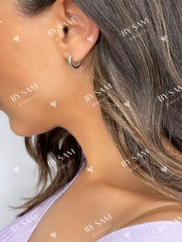 Rose Gold Hoop Earrings With Gemstones, 3 of 7