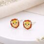 Sterling Silver Lion Stud Earrings – 8mm, thumbnail 1 of 5