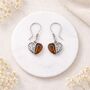 Sterling Silver Baltic Amber Filigree Heart Drop Earrings – 15mm, thumbnail 2 of 4