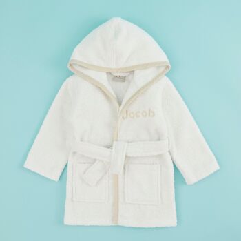 Personalised White Hooded Towelling Robe, 2 of 5