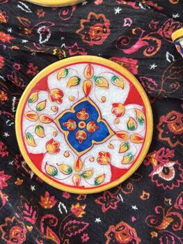 Marble Meenakari Coasters, Set Of Six With Case, 3 of 11