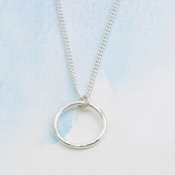 Handmade Hammered Silver Circle Necklace, 4 of 4