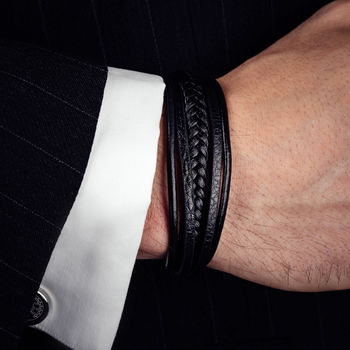 Stylish Multi Layered Leather Bracelet For Men, 2 of 3