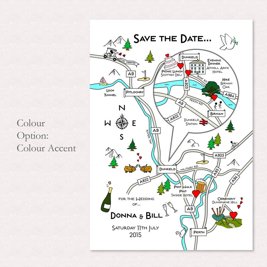 Custom Map Save The Date Or Invitation Magnet By Cute Maps | notonthehighstreet.com