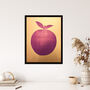 Plum Apple On Gold Fruity Simple Kitchen Wall Art Print, thumbnail 4 of 6