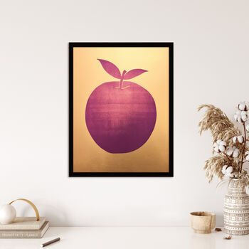 Plum Apple On Gold Fruity Simple Kitchen Wall Art Print, 4 of 6
