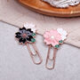 Black And Pink Floral Metal Paperclips, Two Pack, Bookmark Or Office Stationery, thumbnail 1 of 5