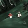 Sterling Silver Cute Mushroom Stud Earrings, thumbnail 7 of 12
