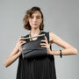 Black Contemporary Leather Clutch With Handle, thumbnail 2 of 9