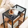 Three Tier Slim Glass Top Side Table Bedside Table, thumbnail 5 of 9