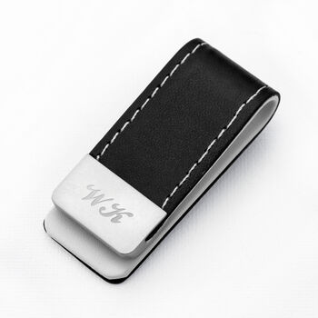 Personalised Black Vegan Leather Money Clip, 10 of 10