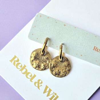 Celestial Huggie Hoop Earrings, 3 of 5