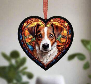 Jack Russell Stained Glass Effect Heart Suncatcher, 3 of 5