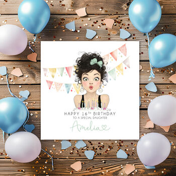 Personalised Retro Birthday Card For Teenage Girl Any Age, 2 of 2