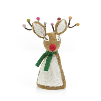 Handmade Felt Sassy Rudolph Christmas Tree Topper, 2 of 6
