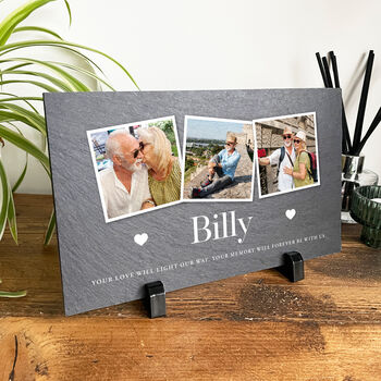 Personalised Memorial Photo Slate With Stand 25 X 15cm, 2 of 5