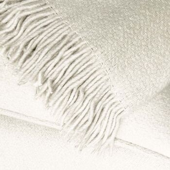 Abbey White Structure Recycled Wool Throw, 3 of 4