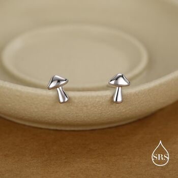 Sterling Silver Tiny Mushroom Stud Earrings, 5 of 12