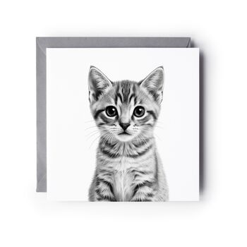 Cute Hand Drawn Kitten Greeting Card Illustration, 2 of 6