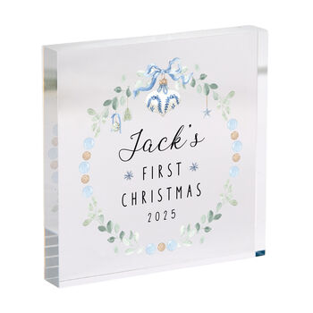 Baby’s First Christmas Acrylic Block Gift For Baby Boy, 2 of 4